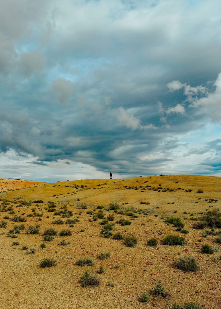 A person spending time alone in the desert